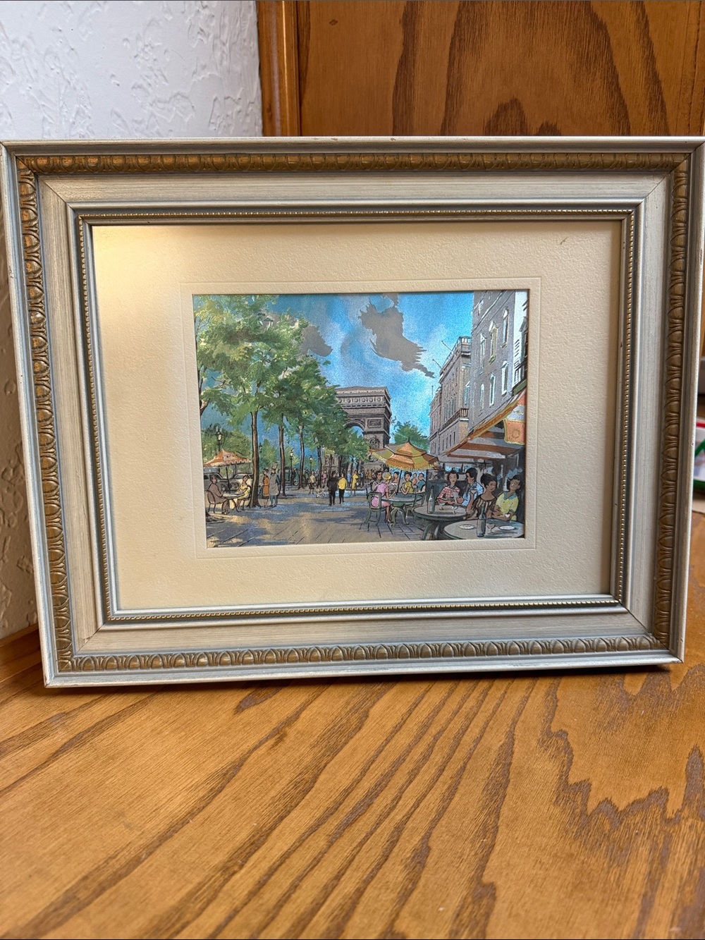 Vintage 15” x 12” Holographic Framed Paris Scene Art Print Classy Street Scene